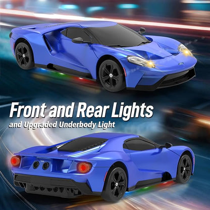 YONCHER RC Drift Car Remote Control Car for Kids Ford GT Officially Licensed 1:24 20KM/H 4WD with Lights Fast Racing Toy Car for Boys Girls Blue