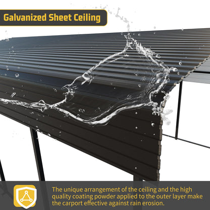 13x20FT Heavy Duty Metal Carport, Galvanized Steel Frame & Roof with Reinforced Base, All-Weather Outdoor Shelter for Vehicles, Boats and Outdoor Storage