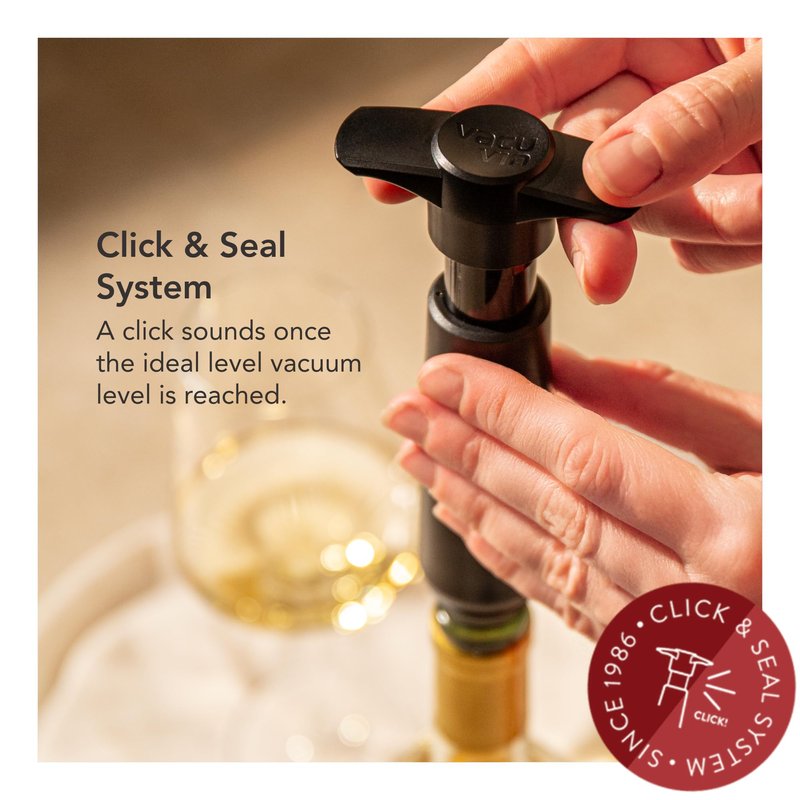 Vacu Vin Original Wine Saver with 4 Vacuum Bottle Stoppers – Wine Preserver Pump for Red or White Wine – Manual Air Remover System – Airtight Seal – Keep Wine Fresh Longer – Black