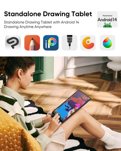 XPPen Standalone Drawing Tablet No Computer Needed Magic Drawing Pad with 16384 Pressure Levels X3 Pro Slim Pencil 12.2-inch Digital Art Tablet with Paper-Like Screen, 8GB + 256GB Portable for Artists