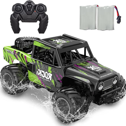 Q191 1:16 Amphibious Remote Control Car - Waterproof All Terrain RC Monster Truck for Kids 50+ Min Play with 2 Batteries 2.4Ghz 4WD Off-Road Toy for Boys Girls 6-12+ (Gift Idea)-Green