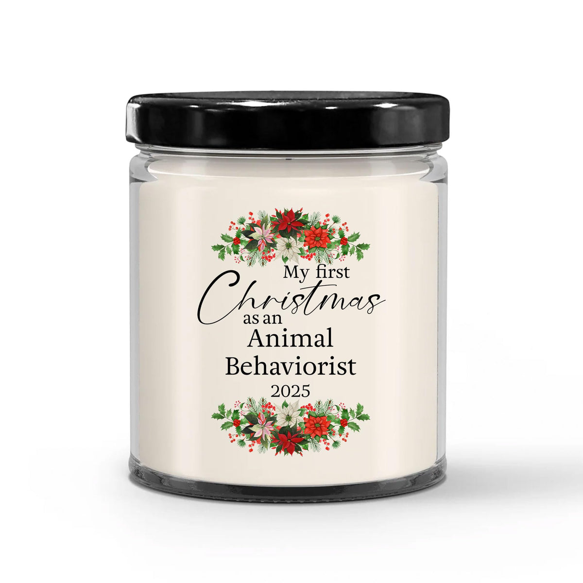 My First Christmas as an Animal Behaviorist 2025 Candle - Unique Gifts for New Animal Psychologist Staff Employee Boss Manager - 9oz Vanilla Scented Soy Wax - Present for New Year