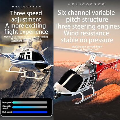 RC ERA C138 1/30 Scale 206 Helicopter for Adult 2.4G 6CH No Aileron Helicopter with Altitude Hold and Optical Flow Positioning 1 Battery (RTF Version/Blue&ampWhite)