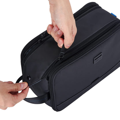 ZEEMO Travel Toiletry Bag for Men, Extra Large Water-Resistant Double-Sided Full-Open Dopp Kit, Versatile Organizer for Shower and Hygiene Accessories, Bathroom Essentials, Cosmetics, Black