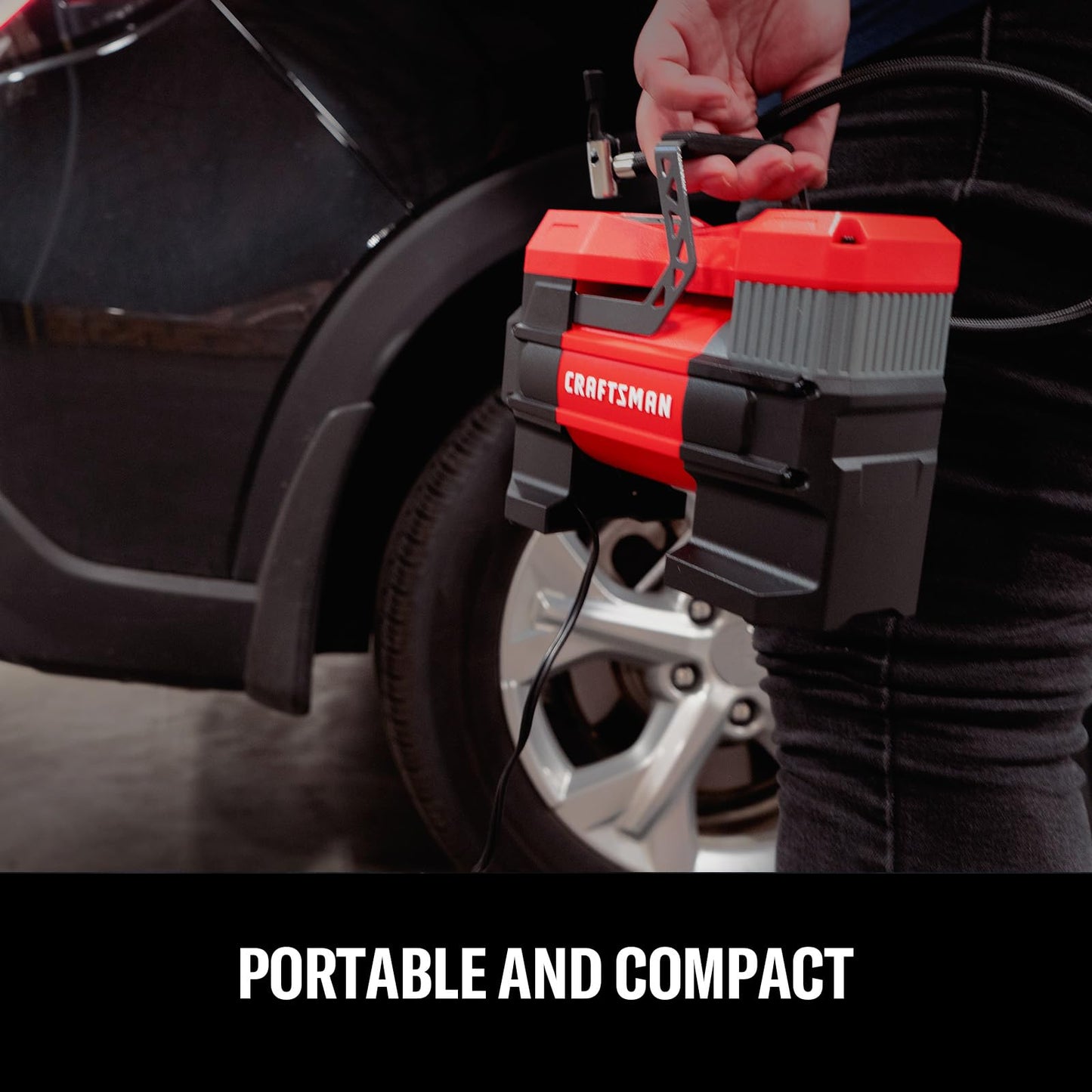 CRAFTSMAN 12V Tire Inflator Portable Air Compressor, Up to 150 PSI with Digital Gauge & Auto Shut-Off, LED Light, 12V DC Car Plug Compact Air Pump for Car Tires, Bikes & Sports