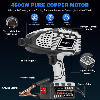 Portable Display Handheld Welder - 110V Portable Welder Machine IGBT Inverter with 5 Adjustable Currents, ARC Welder Gun Fits 3/32"-1/8" Welding Rods for Repair, DIY, Home Projects(20PCS Rods)