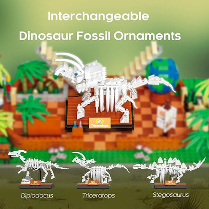 BrickTribe Mini Building Set for Adults Dinosaur Museum Toy with Led Light Jurassic World Dino Fossils Building Block Kit Architecture Model 2788PCS