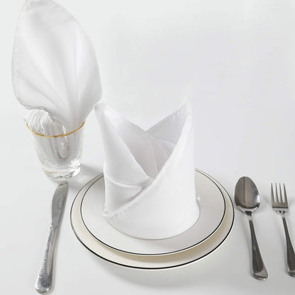 Cloth Napkins 17x17 inch Washable Polyester Dinner Napkins Soft Table Napkins for Wedding Party Dining Banquet(White,25PCS)