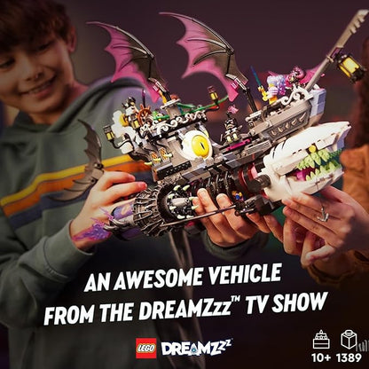 LEGO DREAMZzz Nightmare Shark Ship 71469 Construct The Building Toy Set as a Flying Pirate Ship or a Monster Truck Includes 4 Minifigures Shark Toy Gift for Tweens and Kids Ages 10 and Up