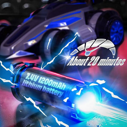 1:14 Drift Remote Control Car 2.4GHz 4WD RC Cars Rotating 360 Degrees Vehicle Toys with Lights Music Upright Walking Four-Wheeled Rollover Stunt Car Gifts for Boys Girls 6-12 Year（Red）