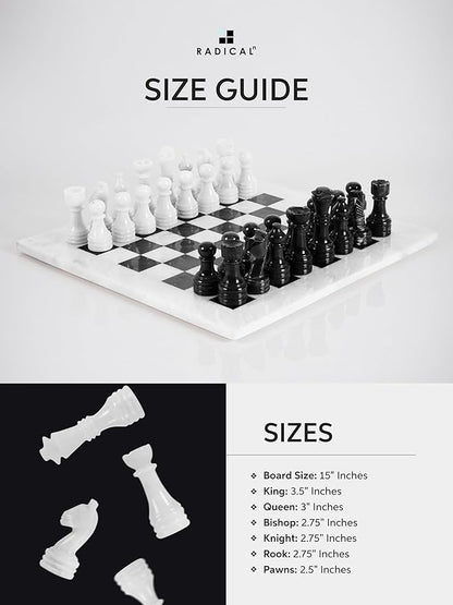 Radicaln Marble Chess Set 15 Inches White and Black with Storage Box Handmade Luxury Board Games for Adults Ideal Marble Chess Board Game Set &amp Chess Pieces