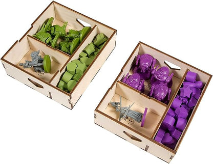 The Broken Token Game Organizer Compatible with Scythe - Wooden Game Organizing Box with Multiple Trays