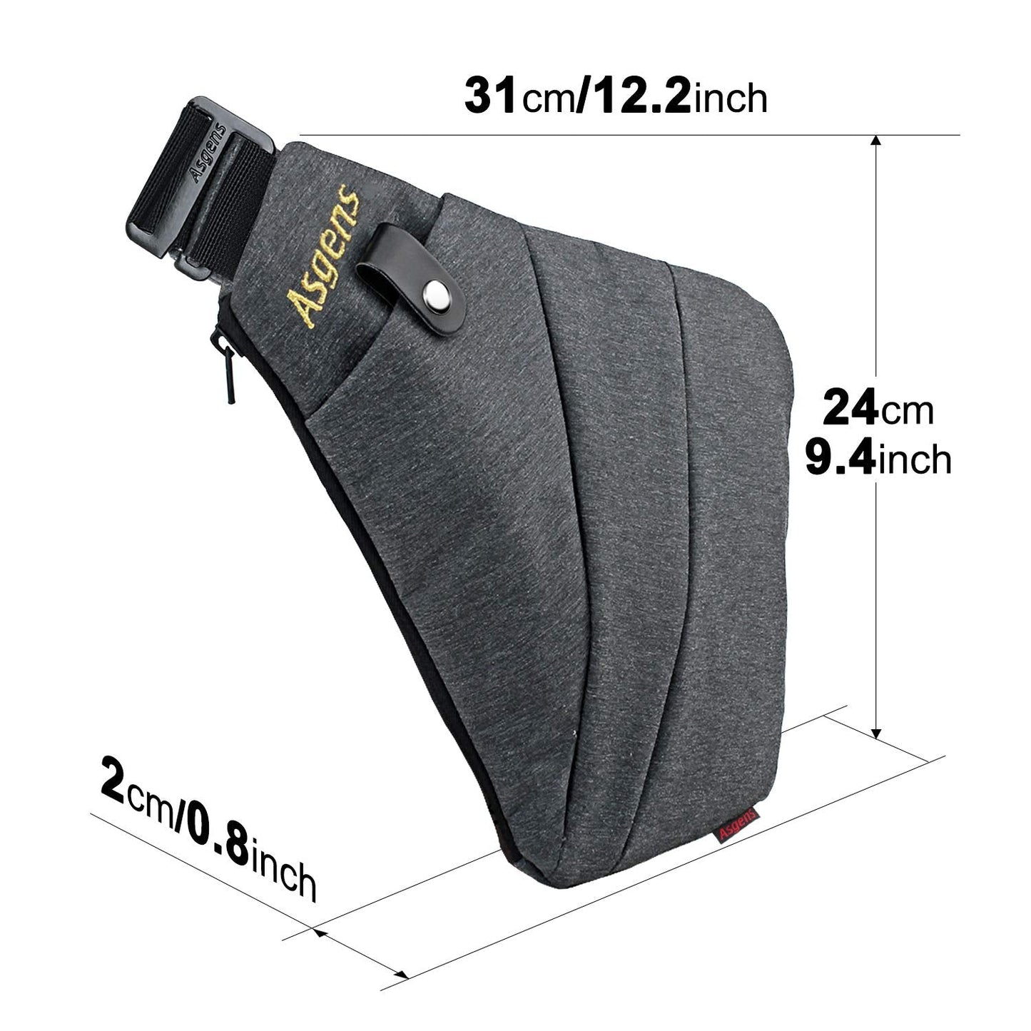 Asgens Multi-Purpose Anti-Thief Hidden Security Underarm Shoulder Armpit Messenger Chest Portable Backpack for Phone Money Passport Tactical Bag (Black/Right Hand)
