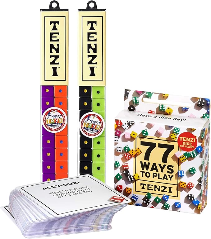 TENZI 2 Pack for 8 Players - 8 Sets of Ten Dice with Bonus 77 Ways to Play