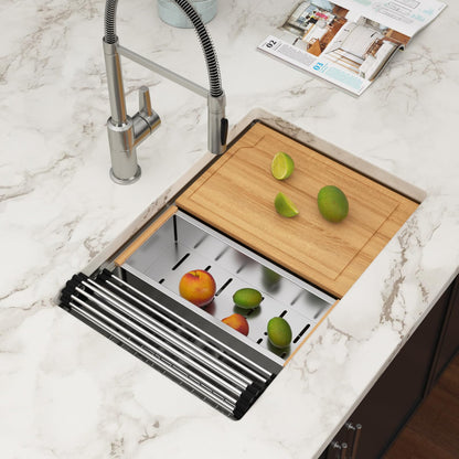 28 Inch Undermount Kitchen Sink Workstation - Couoko 28x19 Inch Undermount Single Bowl Workstation Sink 16 Gauge Stainless Steel Deep Handmade Under Counter Kitchen Sink with Accessories