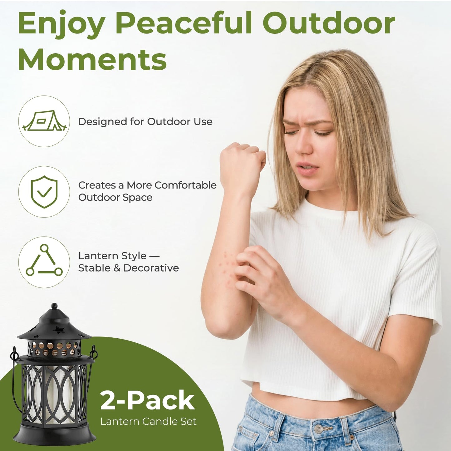 Citronella Candles Outdoor, 2 Pack Lemongrass Scented Soy Wax Candles with Metal Lantern Holder, Outdoor Candle Set for Patio Garden Camping Decor, Gift Set