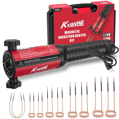 Induction Heater Bolt 1300W 110V,Induction Bolt Heater Removal Tool Kit with 10 Coils for Rusty Screw Removing,Red