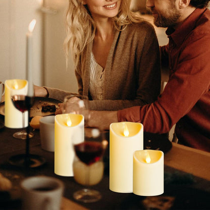 YIWER Plastic Flameless Battery Candles,Battery Powered LED Candle with Remote Control and Timer Electric Fake Flickering Light Pack of 3 D3 H4 5“6“