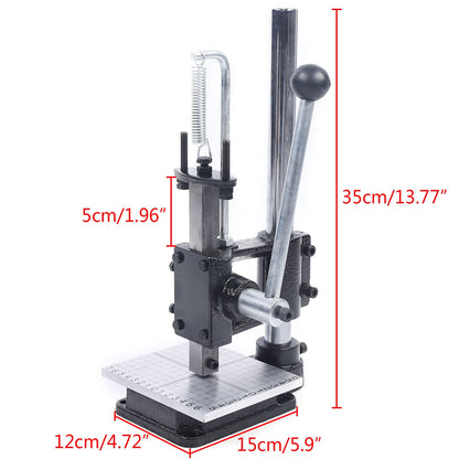 Leather Hole Puncher, DIY Leather Imprinting Machine with PP Plate and Aluminum Plate, Manual Press Puncher Embossing Stamping Tools Pressure Bronzing Kits for Punching, Pronging, Stamping Process
