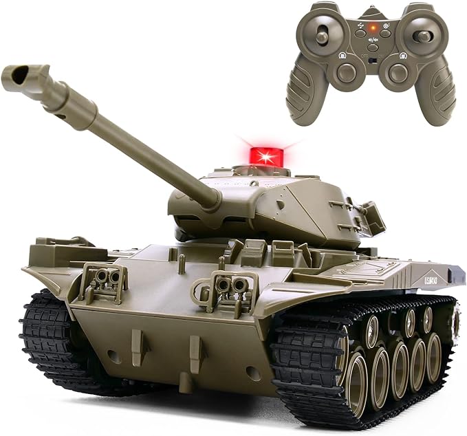 BEAURE Remote Control Tank for Kids M41A3 American Army Battle Programmable RC Tanks with Lights &amp Realistic Sounds RC Military All Terrain Off-Road Vehicles Great Gift Tank Toy for Boys