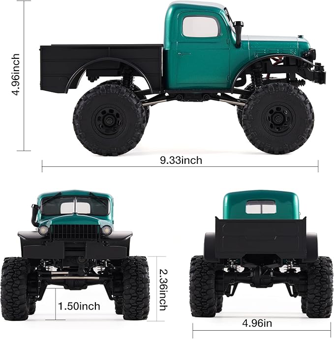 FMS 1/24 Brushless RC Rock Crawler FCX24 Power Wagon 4WD RC Semi Truck W/ 2.4GHz Remote RTR Offroad RC Car Model Vehicle Hobby Grade for Adults Gifts Toys