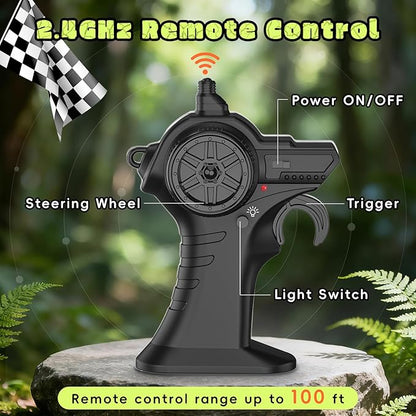 Dinosaur Remote Control Car 2.4GHz Monster Truck Toys Rechargeable RC Cars 1:24 Scale RC Truck with LED Light Movable Mouth Dinosaur Cars Toys for Kids 6-8 8-12 Birthday Gift Orange