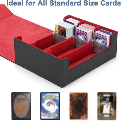 Card Deck Case for Trading Cards 1800+ MTG Card Storage Box Leather Magnetic Closure Storage Box for Magic Commander MTG YuGiOh PKM and Sports Cards