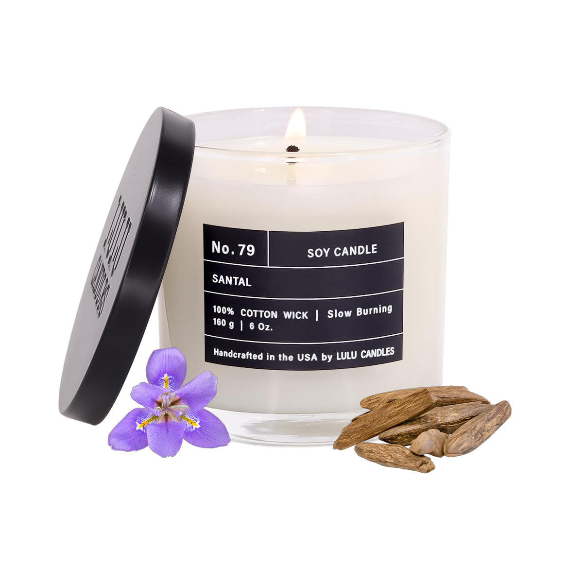 Lulu Candles | Santal | Smells Woodsy & Elegant | Luxury Scented Soy Jar Candle | Hand Poured in The USA | Highly Scented Long Lasting (6 Oz.)