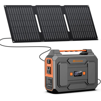 Portable Power Station with Foldable Solar Panel 30W Included, 110V 100W AC Outlet Portable Solar Power Pack Generator with Panels, Camping Solar Power Bank for Laptop Smart Device RV Outdoor Backup