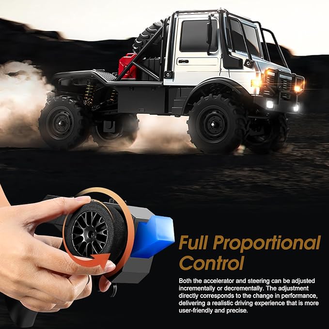 RC Truck 1/18 RC Semi-Trucks MN-333 Unimog Off-Road Rock Crawler 4WD Remove Control Truck RTR Transport Car Alloy Model for Modification Enthusiasts Gifts (Silver)