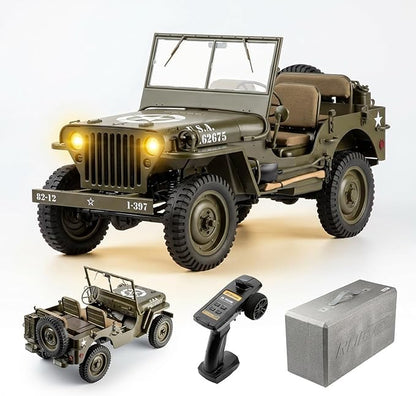 Fms 1/6 1941 MB Scaler RC mini Jeep RC Truck MB Scaler 4x4 Hobby Grade Brushed RC Rock Crawler RC Army Military Truck for AdultsRS (1/6)