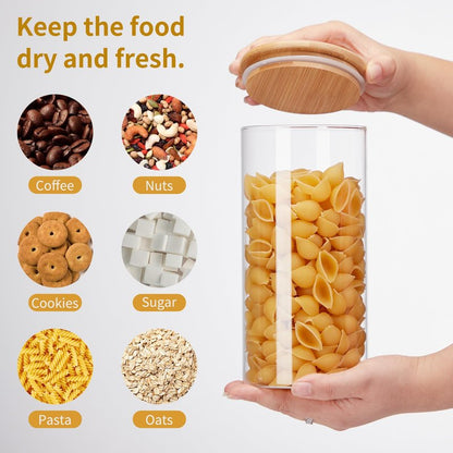 Spreccio Glass Food Storage Jars with Lids[Set of 5], Perfect for Pasta, Cookies, Nuts, Coffee, Cereal, Flour, and More, Organize Your Kitchen and Pantry with these BPA-Free Glass Canisters