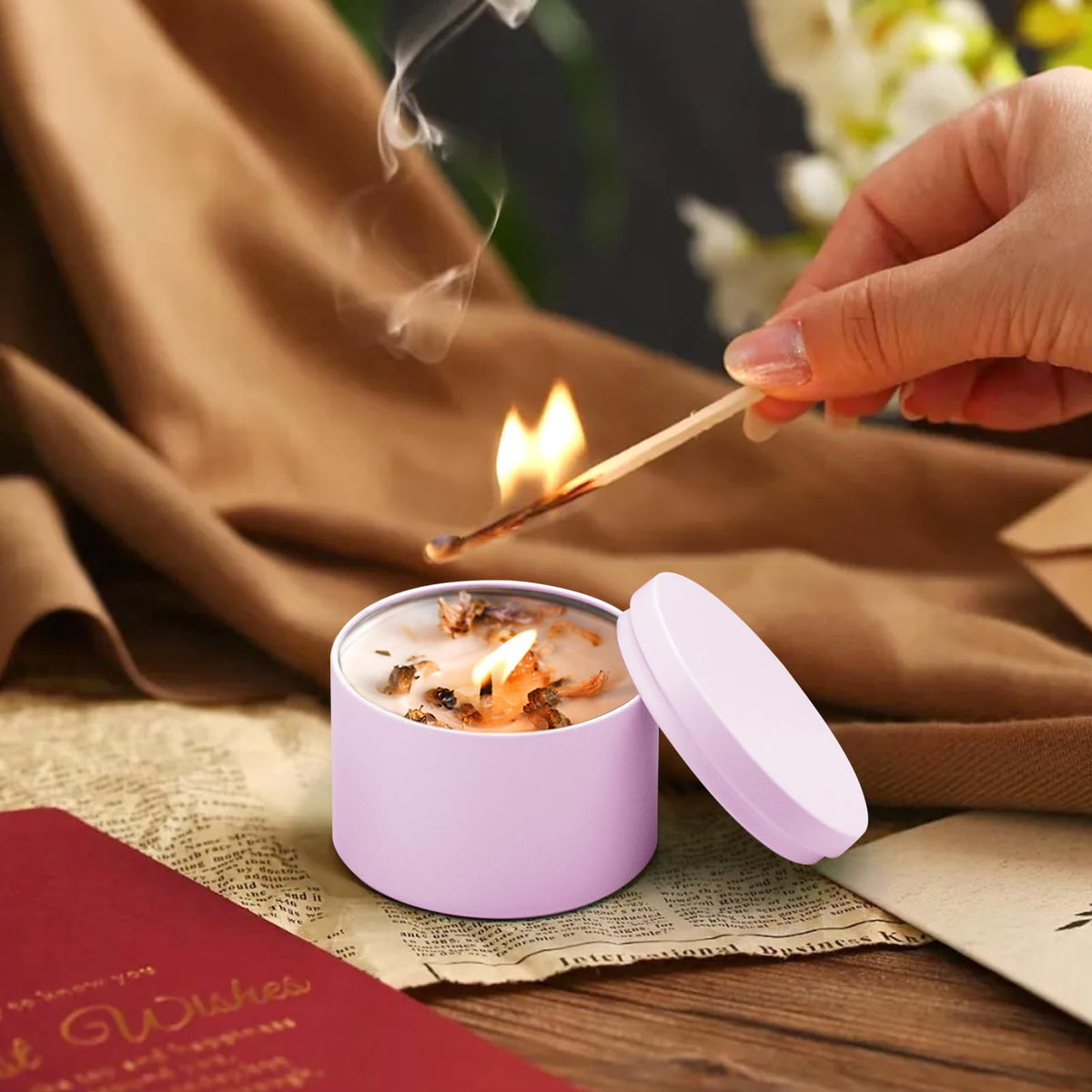YJHSS 24-Pack 8oz Candle Tins with Lids, Metal Candle Jars for Candle Making, Empty Containers Vessels Bulk for Small Business & Beginners DIY Storage -Pink
