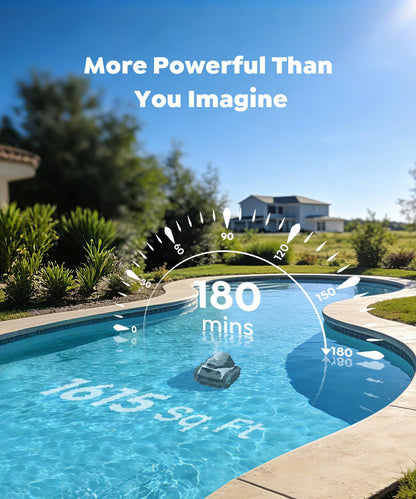 C1 Robotic Pool Cleaner with 180 Mins, Pool Vacuum for Inground Ground Pools up to 1615 sq.ft, Smart Routing, Wall Climbing, Dual Filtration, with APP, Multi-Mode Cleaning (Pearl White)