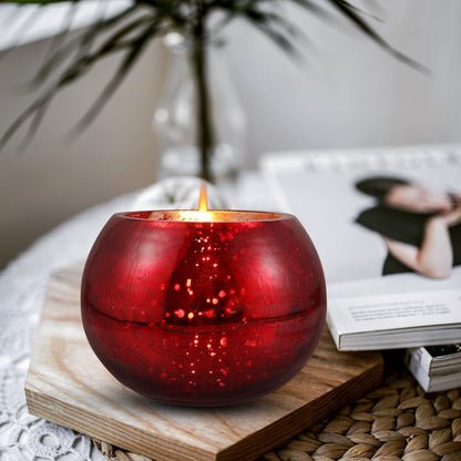 Luxshiny Valentine's Day Glass Tealight Holder Red Frosted Floral Pattern Candle Cup Romantic Aromatherapy Decor for Wedding Home Relaxation