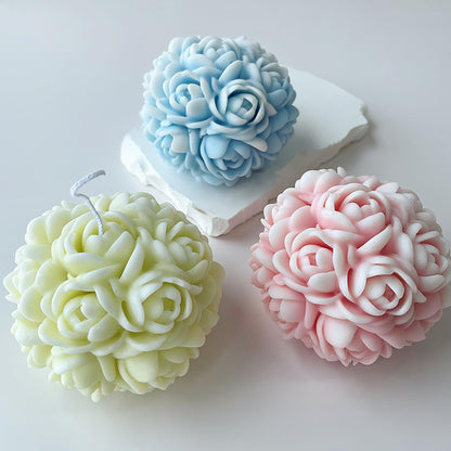 Ball Rose Candle Molds 3D Round Flower Resin Mold - Resin Casting Silicone Molds for Home Decor & Candle Making Wave Spiral Mold