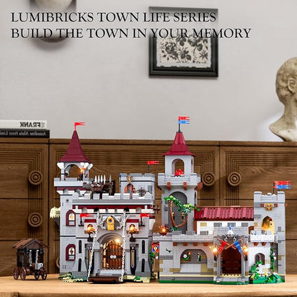 Medieval Guard Post Lighting Building Bricks Set - Middle Ages Castle Modular Collection Display Kit with Minifigures 2945 Pcs for Adults &amp Teens