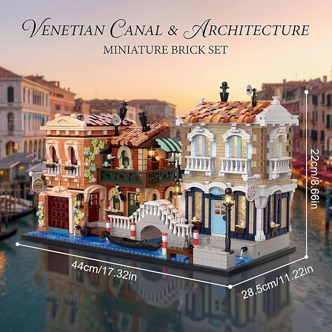 Venice Rivera Building Block Set Italian Canal City Architecture Street View Kit with LED Lighting Collectible Home Decor Gift for Adults &amp Teens4610 PiecesBarweer 010