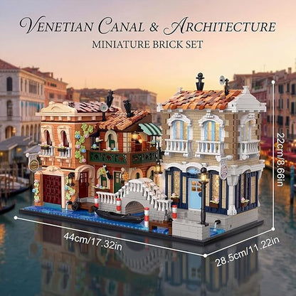Venice Rivera Building Block Set Italian Canal City Architecture Street View Kit with LED Lighting Collectible Home Decor Gift for Adults &amp Teens4610 PiecesBarweer 010