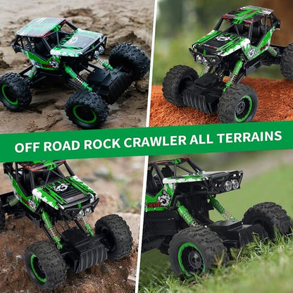 DOUBLE E 1:14 Scale Large Remote Control Car Monster Trucks with Head Lights 4WD Off-Road All Terrain RC Car Rechargeable Vehicle for Outdoor Play and Xmas Gifts