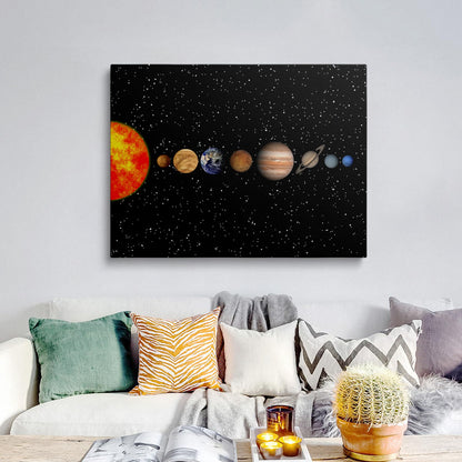 Framed Space Solar System Galaxy Planets Canvas Wall Art Astronomy Interstellar Science Decor Poster For Living Room Bedroom Home Office Artwork Gift Ready To Hang (12x16 Inches)