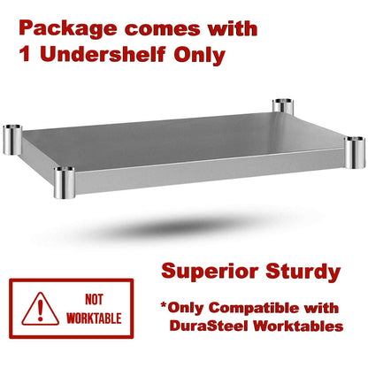 DuraSteel Galvanized Under Shelf for Work Tables - Extra Adjustable Lower Shelf for 24" x 60" Stainless Steel and Wooden Worktables - Fits for use in Restaurant, Warehouse, Home, Kitchen, Garage