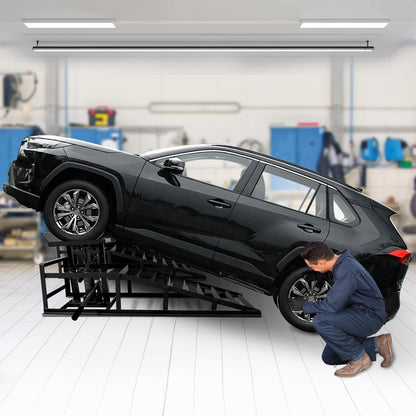 Rovibek Hydraulic Car Ramps 2 Pack, 11000LBS 5THeavy Duty Steel Car Ramps, Automotive Truck Service Ramp High Lift 11.6"-16.5" for Oil Changes Maintenance, Black