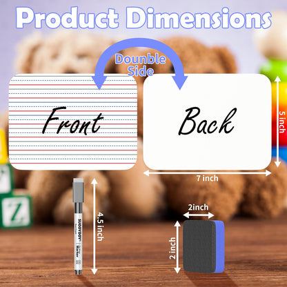 Dry Erase Boards 25 Pack, 9"x12" Double Sided Small Whiteboards with Lines for Kids, Students, Teacher & Classroom Pack, Mini Individual White Boards Lined for Writing Math English Practice