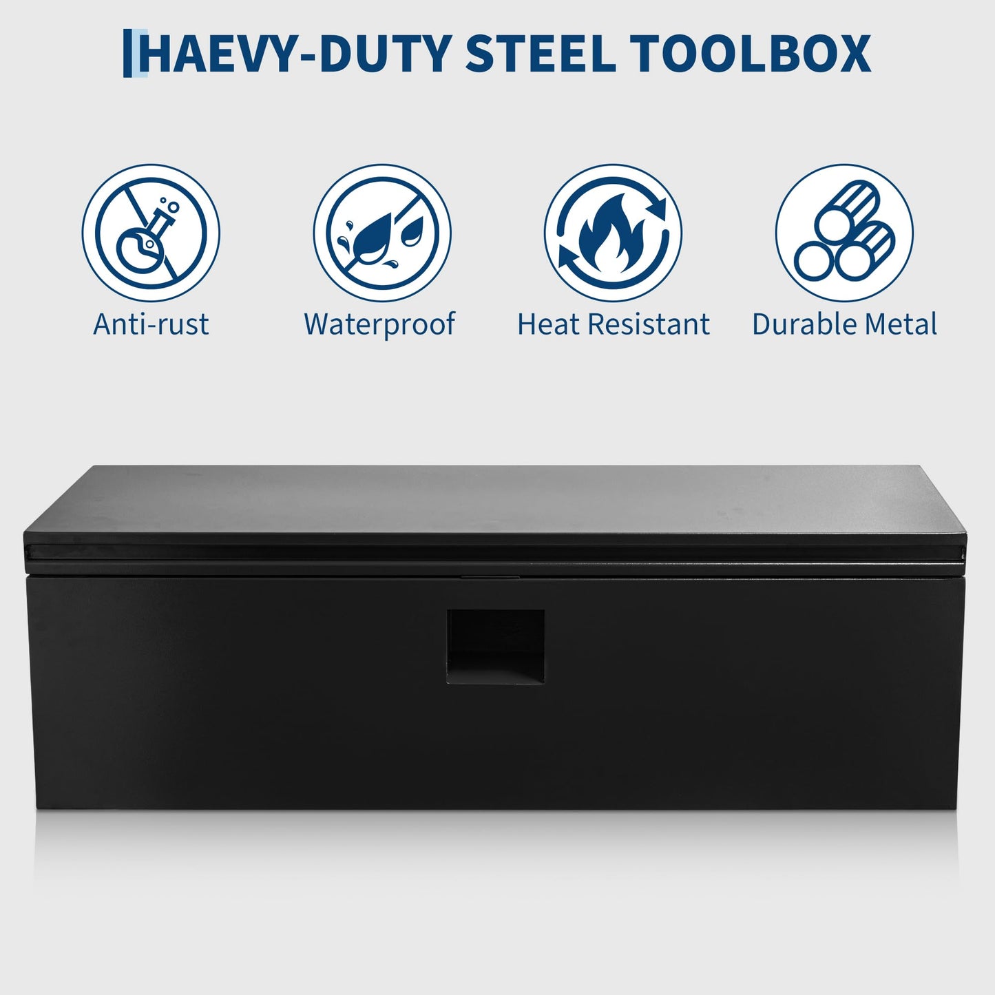 PeakPursuit Heavy Duty Steel Truck Bed Toolbox – Waterproof Storage Chest, Dual Hydraulic Levers & Lock, Fits Pickup, RV, Trailer, Garage, Workshop – Black, 30 x 15 in