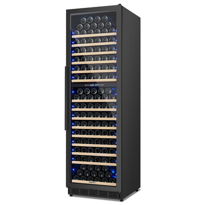200 Bottle Dual Zone Wine Fridge – 24 Inch Large Capacity Wine Cooler Refrigerator Freestanding/Built-In with Upgraded Compressor, Low-Noise Wine Cellar & Intelligent Temperature Control - Black