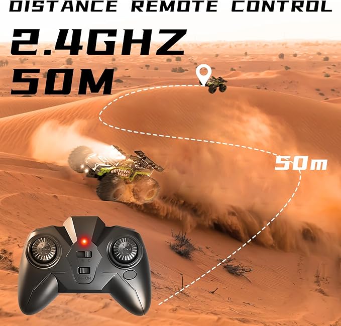 Remote Control Car for KidsHigh Speed 20 KM/H RC Cars ToysOff-Road with 2 Headlights and 2 Rechargeable Battery RC TruckDinosaur Toys Gift for Adult Boys Girls 8-12