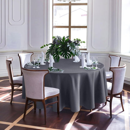 Biscaynebay Textured Fabric Round Tablecloths 108", Light Blue Water Resistant Table Cloth Circle Folding Table Covers Linen for Dining, Kitchen, Wedding, Parties etc. Machine Washable
