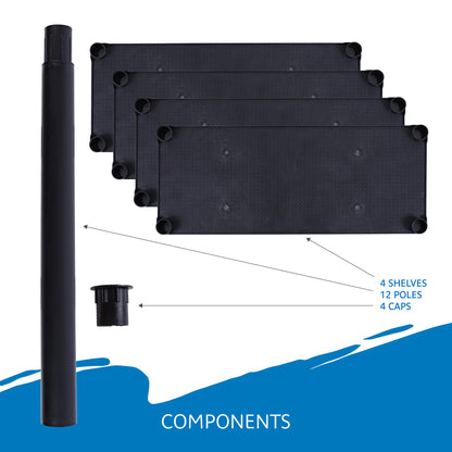 Iceberg Rough 'N Ready 4-Shelf Open Storage Shelving System, 32” W x 54” H, 13”D, Black
