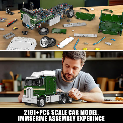 Mould King Tractor Truck Block Kits Model, MOC Building Blocks Set to Build, Gift for Age 14+/Adults Collections Enthusiasts(2,060 Pieces with Motor/APP Remote Control)